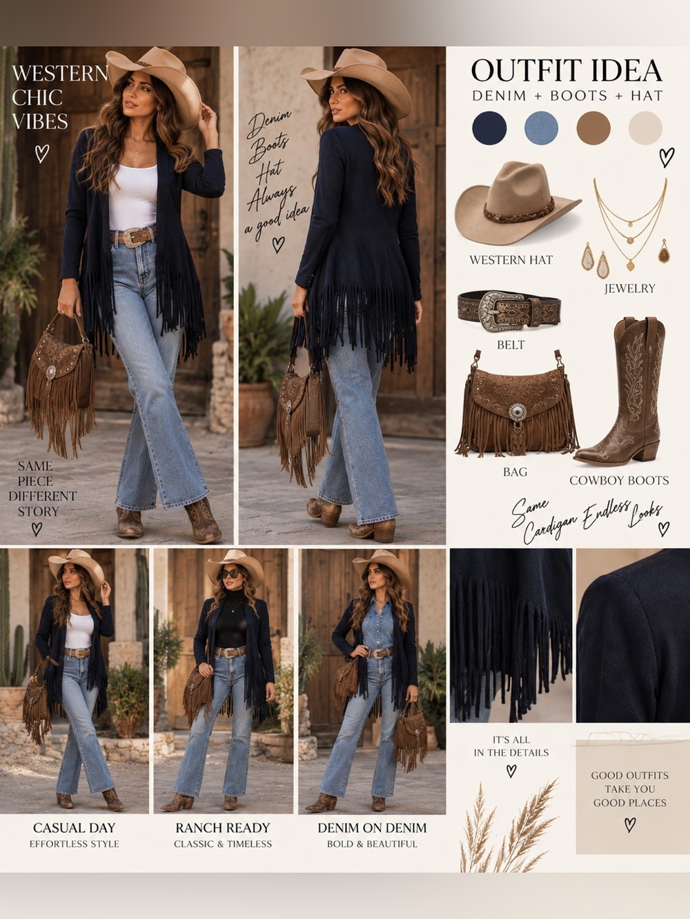 Fringed Open-Front Women's Sweater Cardigan - navy blue